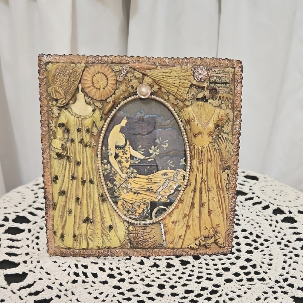 Vintage Picture Frame with Victorian Dresses